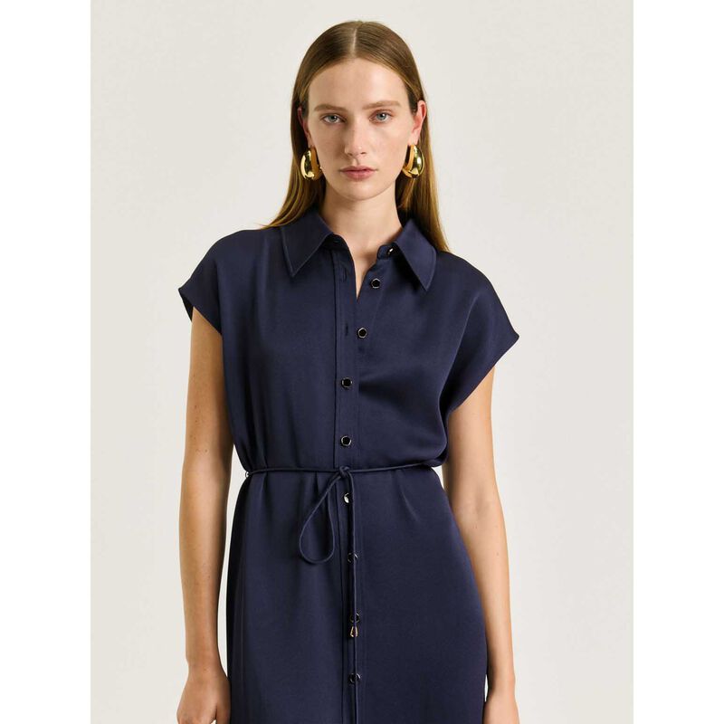 Veronika Maine Crepe Back Satin Shirtdress image number 3
